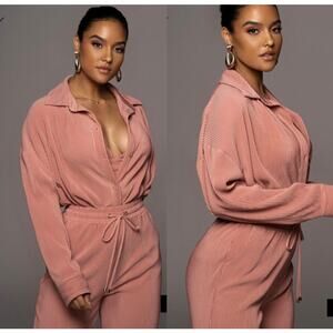 JLUXLABEL Pink Button Down Top Large Striped‎ Relaxed Casual